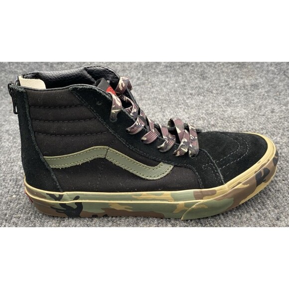 Other - Vans Sk8-Hi Zip Kids Shoes Size 3.0 Camo Black Green High Top Skate Sneakers Boy